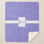 パープルグリッターモノグラムシェルパブランケット シェルパブランケット (正面)