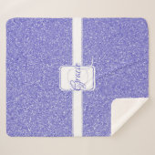 パープルグリッターモノグラムシェルパブランケット シェルパブランケット (正面(横))