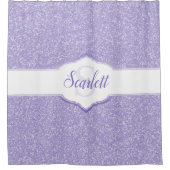 パープルグリッターモノグラムシャワーカーテン シャワーカーテン (正面)