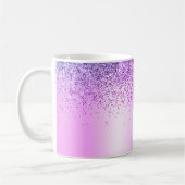 パープルグリッターモノグラムネームラグジュアリーガーリー コーヒーマグカップ (左)