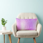 パープルグリッターモノグラムネームラグジュアリーガーリー ランバークッション (椅子)