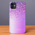 パープルグリッターモノグラムネームラグジュアリーガーリー iPhone 11 ケース<br><div class="desc">紫色の箔フェイク金属スパークルグリッターブラシ仕上げ金属モノグラム名電話。これは、最高の甘い16歳の誕生日、結婚ブライダルシャワー、記念日、赤ちゃんシャワーまたはバチェロレッテギフトを作る誰かがグラームの豪華さとシックなスタイルを愛する。</div>