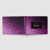 パープルグリッターモノグラム卒業パーティー ゲストブック (全面)