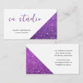 パープルグリッターモノグラム名刺 名刺 (正面/裏面)