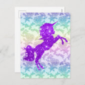 パープルグリッターユニコーンオンレインボレース シーズンポストカード (正面/裏面)