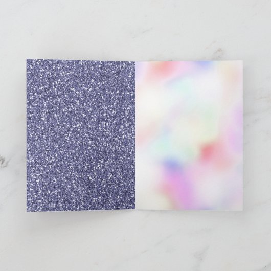 パープルグリッターユニコーンピンク誕生日 カード (内部)