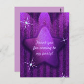 パープルグリッターライクスター誕生日サンキューカード ポストカード (正面/裏面)