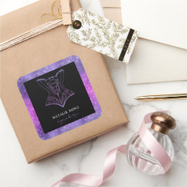 パープルグリッターラグジュアリーランジェリーブティックスクエアスティ スクエアシール