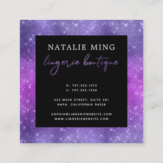 パープルグリッターランジェリーブティックネクストフィット 予約カード (裏面)