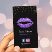 パープルグリッターリップサロンメイクアップアーティスト 名刺