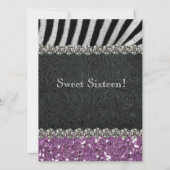 パープルグリッタールックゼブラSweet sixteen招待状 招待状 (裏面)