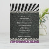 パープルグリッタールックゼブラSweet sixteen招待状 招待状 (スタンド正面)