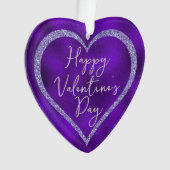 パープルグリッターロマンチックなスクリプトバレンタインデー オーナメント (正面)