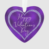 パープルグリッターロマンチックなスクリプトバレンタインデー オーナメント (裏面)