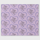 パープルグリッターロマンチックなスクリプトバレンタインデー ラッピングペーパー (フラット)