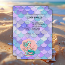 パープルグリッター人魚海の中の赤ちゃんシャワー