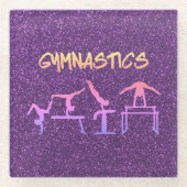 パープルグリッター体操 ガラスコースター (正面)