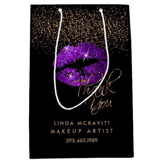 パープルグリッター口紅 – ありがとう ミディアムペーパーバッグ (正面)