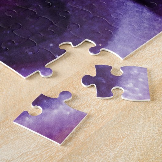 パープルグリッター抽象芸術マーリーアクリル絵を描系 ジグソーパズル (側面)
