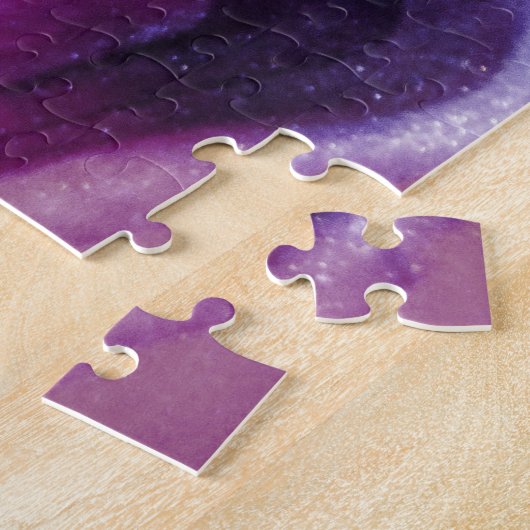 パープルグリッター抽象芸術マーリーアクリル絵を描系 ジグソーパズル (側面)