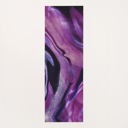 パープルグリッター抽象芸術マーリーアクリル絵を描系 ヨガマット (裏面)