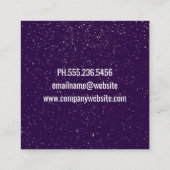 パープルグリッター斑点 |シルバーグリッター落書き スクエア名刺 (裏面)