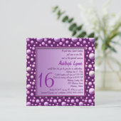 パープルグリッター水玉模様Sweet sixteen招待状 招待状 (スタンド正面)