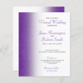 パープルグリッター結婚バーチャル紙招待状 (正面/裏面)