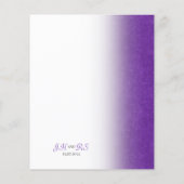 パープルグリッター結婚バーチャル紙招待状 (裏面)