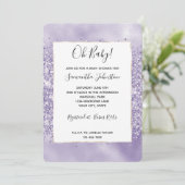 パープルグリッター豪華ベビーシャワー 招待状 (スタンド正面)