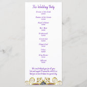 パープルグリッター金ゴールドジェムストーン結婚式 プログラム (裏面)