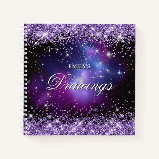パープルグリッター銀河系クラスタスケッチ ノートブック (正面)