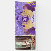 パープルグリッター20誕生日&バルーン 横断幕 (縦)