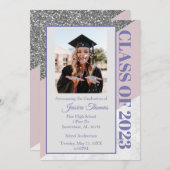 パープルグリッター2023卒業 招待状 (正面/裏面)