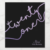 パープルグリッター21日パーティー ワインラベル (シングルラベル)