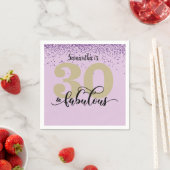 パープルグリッター30と素晴らしい誕生日パーティー スタンダードカクテルナプキン (インサイチュ)