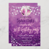 パープルグリッター30thバースデーユーフォリア招待状 招待状 (正面/裏面)