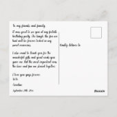 パープルグリッター40歳の誕生日ありがとう ポストカード (裏面)