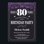 パープルグリッター80th誕生日招待状 招待状<br><div class="desc">パープルグリッター80番目の誕生日招待状。ホワイトタイポグラフィ。黒と白の黒板の背景大人の誕生日。男女誕生日10代の少年女性のデイ招待状第13回第15回第16回第18回第20回第21回第30回第40回第60回第70回第80回第90回第100回。年齢に関係なく。さらにカスタマイズするには、「クリックカスタマイズit」ボタンをクリックし、デザインツールを使用してこのテンプレートを変更してください。</div>