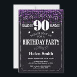 パープルグリッター90th誕生日招待状 招待状<br><div class="desc">パープルグリッター90番目の誕生日招待状。ホワイトタイポグラフィ。黒と白の黒板の背景大人の誕生日。男女誕生日10代の少年女性のデイ招待状第13回第15回第16回第18回第20回第21回第30回第40回第60回第70回第80回第90回第100回。年齢に関係なく。さらにカスタマイズするには、「クリックカスタマイズit」ボタンをクリックし、デザインツールを使用してこのテンプレートを変更してください。</div>