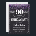 パープルグリッター90th誕生日招待状 招待状<br><div class="desc">パープルグリッター90番目の誕生日招待状。ホワイトタイポグラフィ。黒と白の黒板の背景大人の誕生日。男女誕生日10代の少年女性のデイ招待状第13回第15回第16回第18回第20回第21回第30回第40回第60回第70回第80回第90回第100回。年齢に関係なく。さらにカスタマイズするには、「クリックカスタマイズit」ボタンをクリックし、デザインツールを使用してこのテンプレートを変更してください。</div>