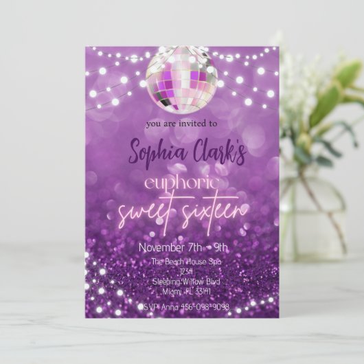 パープルグリッター スイート16 ユーフォリア ご招待状 招待状 (スタンド正面)
