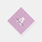 パープルグリッター&スパークルモノグラムナプキン スタンダードカクテルナプキン (角)