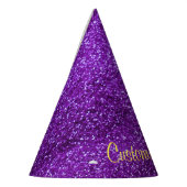 パープルグリッター パーティーハット (左)
