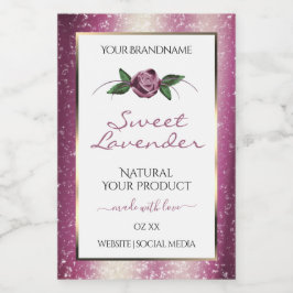 パープルグリッター ホワイト プロダクトラベル ローズフラワー フードラベル