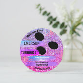 パープルグリッター ボウリングボール ボウリング バースデーパーティー 招待状 (スタンド正面)