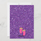 パープルグリッター マニキュアスパ 誕生日パーティー 招待状 (裏面)