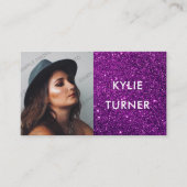 パープルグリッター |写真 | QRコード |ソーシャルメディア 名刺 (正面)