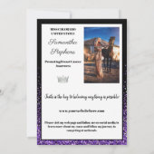 パープルグリッツきらめくページャントオートグラフカード 招待状 (裏面)