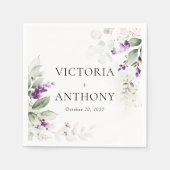 パープルグリーナリーラベンダー結婚のナプキン スタンダードカクテルナプキン (正面)